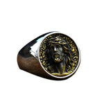 Kreuz-Ring mit Jesus-Motiv Edelstahl mit antikem Finish exklusives Design für Männer