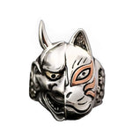 Herrenring Maske aus Fuchs und japanischem Dämon - Siegelring-shop