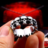 316L stainless steel classic men's ring with skull design in silver color