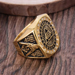 Masonic Ring mit All Seeing Eye in Gold - 316L Edelstahl quadratisch