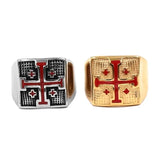 Herren Siegelringe mit Kreuz-Emblem aus Edelstahl in Silber und Gold - Siegelring-shop