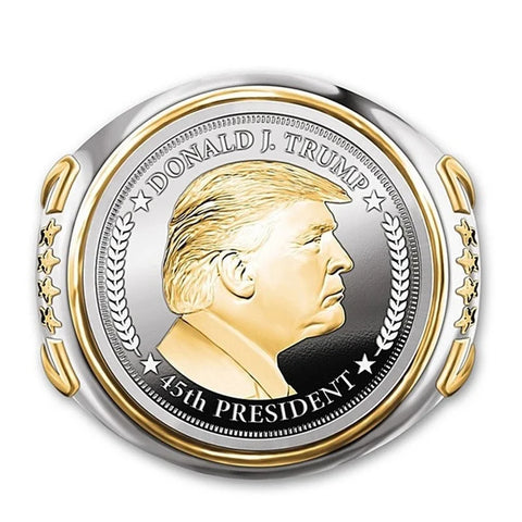 Herren-Siegelring Donald trump mit Prägung Silber & Gold - Siegelring-shop