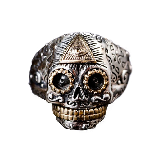 Illuminati-Totenkopfring Silber und Gold - Siegelring-shop