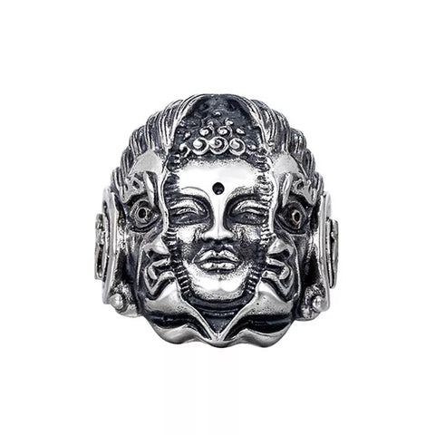 Ring des Herren Buddha-Kopf Zink / Legierung - Siegelring-shop