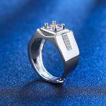 Herren Ring 925 Silber mit Cubic Zirconia quadratischer Stein