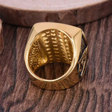 Masonic Ring mit All Seeing Eye in Gold - 316L Edelstahl quadratisch