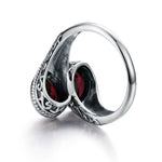 925er Sterlingsilber Vintage Ring mit 2 synthetischen Rubinen