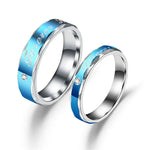 Edelstahl-Eheringe "Love Forever" mit blauem Inlay und Diamantdetails - Siegelring-shop