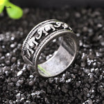 Herrenring mit Elefantengravur im Punk-Stil aus versilbertem Metall - Siegelring-shop