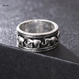 Herrenring mit Elefantengravur im Punk-Stil aus versilbertem Metall - Siegelring-shop