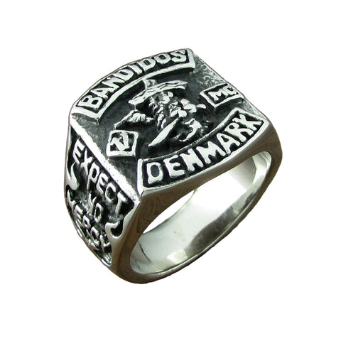 Bandidos Dänemark Ring aus 316L Edelstahl mit detailreicher Gravur