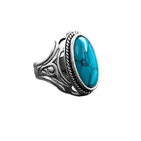 Retro Stone Herrenring aus tibetischem Silber