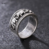 Herrenring mit Elefantengravur im Punk-Stil aus versilbertem Metall - Siegelring-shop