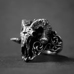 Herrenring mit Dämonenschädel, Punk Gothic Stil, 316L Edelstahl, Schwarz