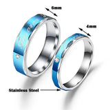 Edelstahl-Eheringe "Love Forever" mit blauem Inlay und Diamantdetails - Siegelring-shop