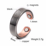 Kupferring für Männer Minimalistischer offener Cuff mit Magneten