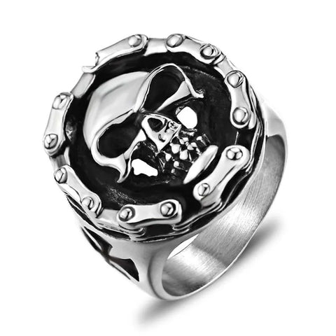 Siegelring Silber Farbe Totenkopf Silber Biker-Stil - Siegelring-shop