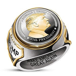 Herren-Siegelring Donald trump mit Prägung Silber & Gold - Siegelring-shop