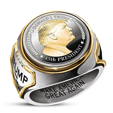 Herren-Siegelring Donald trump mit Prägung Silber & Gold - Siegelring-shop