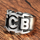 Herrenring mit TCB-Schriftzug aus Metall in Silber-Optik - Siegelring-shop