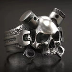 Herrenring im Steampunk-Stil mit Totenkopf-Design und Vintage-Metallfinish