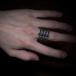 Ring aus Silber im Rock-Stil mit Fischgräten-Muster für Männer