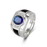 Herrenring aus 925 Silber mit Blauem Zirkonia und Kristallverzierungen - Siegelring-shop