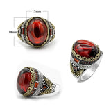 SiegelRing für Herren 925er Sterlingsilber mit rot schimmerndem Stein