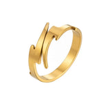 Herrenringe aus Edelstahl mit Blitzsymbol in Gold - Siegelring-shop