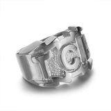 Herrenring mit TCB-Schriftzug aus Metall in Silber-Optik - Siegelring-shop