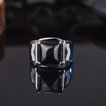 Herrenring aus 925 Silber mit schwarzem Obsidian und Zirkonia-Akzenten - Siegelring-shop