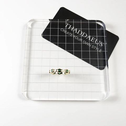 Ring Golden Green Stone Brand Style Glam Fashion Jewelry For Women Men In 925 Sterling Silver