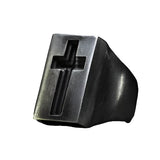 Herren Siegelring mit Goth Kreuz in Edelstah Dunkelgrau Matte Finish