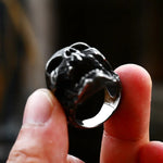 Edelstahl Biker-Ring im Punk-Stil mit Totenkopf-Design in Schwarz