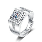 Herren Ring 925 Silber mit Cubic Zirconia quadratischer Stein