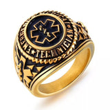 Herren-Siegelring mit Erste-Hilfe-Emblem in Schwarz und Goldton - Siegelring-shop