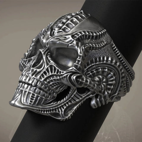 Herrenring im Punk-Stil mit Totenkopf-Design - Siegelring-shop