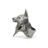 Herrenring aus Edelstahl mit geometrischem Origami-Wolfsdesign - Siegelring-shop