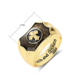 Herren Siegelring aus Gold mit schwarzem Onyx und Kreuz-Emble