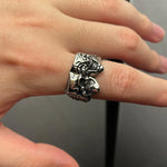 # Retro Joker Ring für Männer aus Silber mit Punk-Gothic Stil, verstellbar, mit Totenkopf- und Joker-Design