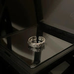 Hui Palindrom-Muster Ring für Männer aus Silber Handgefertigter Unisex Offener Ring