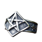 Herrenring mit Gothic-Pentagramm-Motiv aus Edelstahl