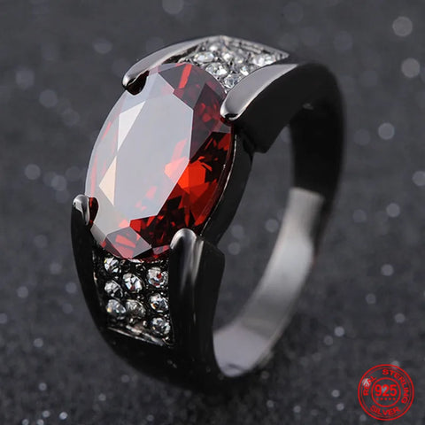 925 Sterling Silber Ring mit synthetischem rotem und lila Rubin für Männe