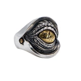 Drachenauge Ring aus Silber mit goldenem Emblem