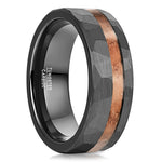 8mm Schwarz Mattierter Hammered Wood Tungsten Carbid