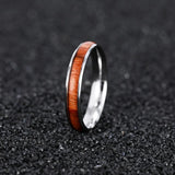 Wedding BandHerren Frauen 4mm 6mm 8mm Edelstahl Echtes Braun Koa Holz - Siegelring-shop