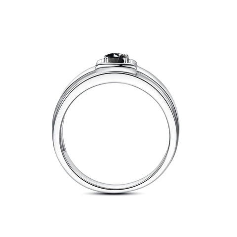 High-quality men's ring with black moissanite 925 sterling silver