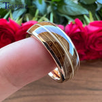 Herren-Tungsten-Carbide Ring mit Whiskeyfass-Eichenholz - Siegelring-shop