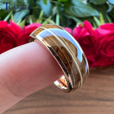 Herren-Tungsten-Carbide Ring mit Whiskeyfass-Eichenholz - Siegelring-shop