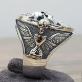 Memento Mori Skull Signetring aus Silber mit eingraviertem Emblem und schwarze - Siegelring-shop